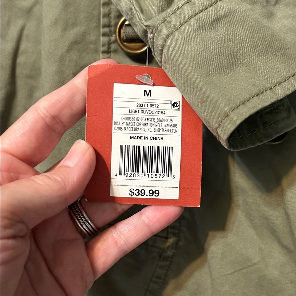 Mossimo Army green anorak with plush hood - Picture 4 of 5